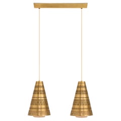 Vintage Ceiling Lamp in Brass and Fabric by Hans Bergström, 1940’s