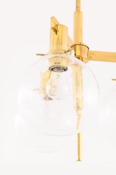 Lampada da soffitto in ottone e vetro di Hans-Agne Jakobsson, anni '1950