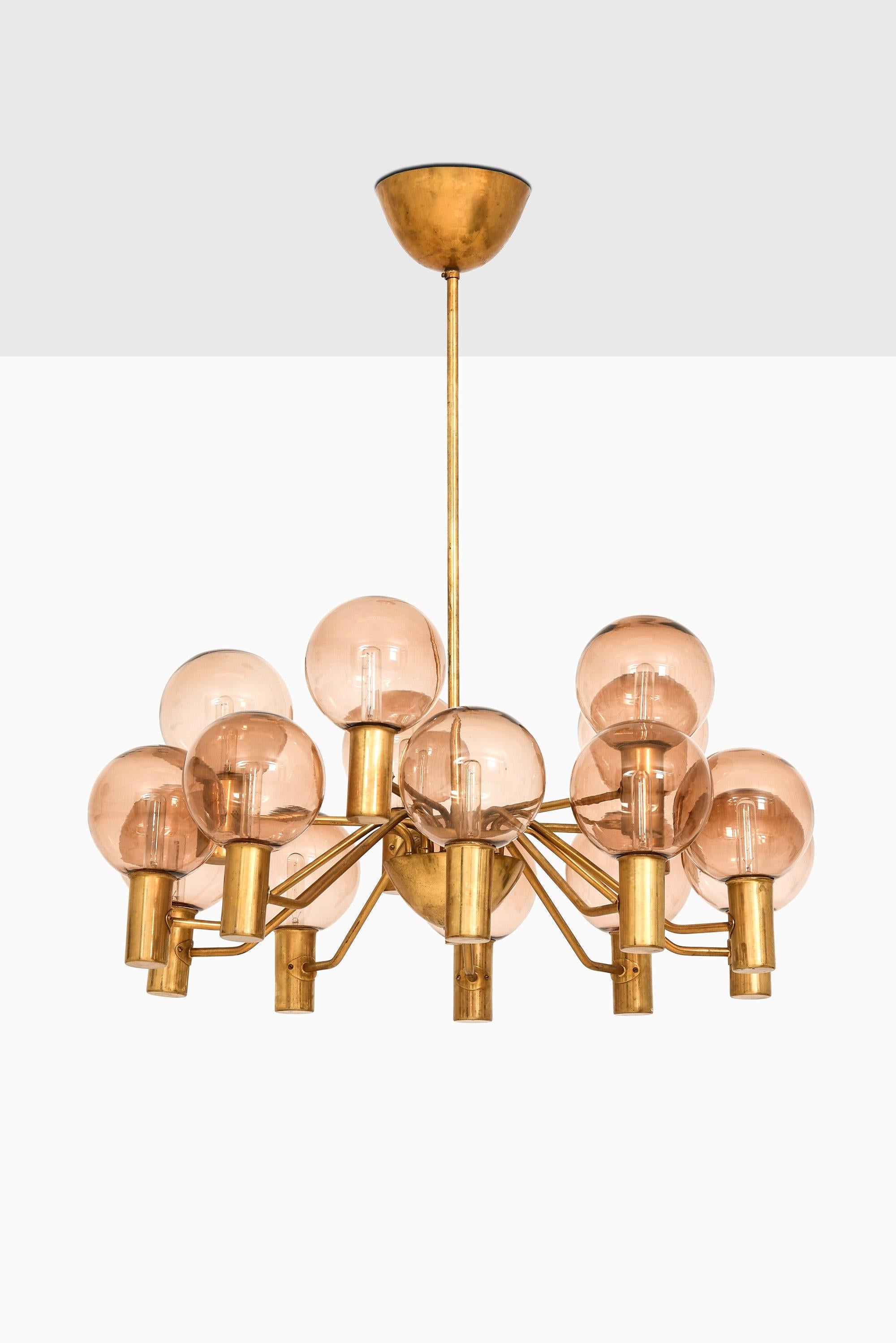 Mid-Century moderno Ceiling Lamp in Brass and Glass by Hans-Agne Jakobsson, 1950's in vendita