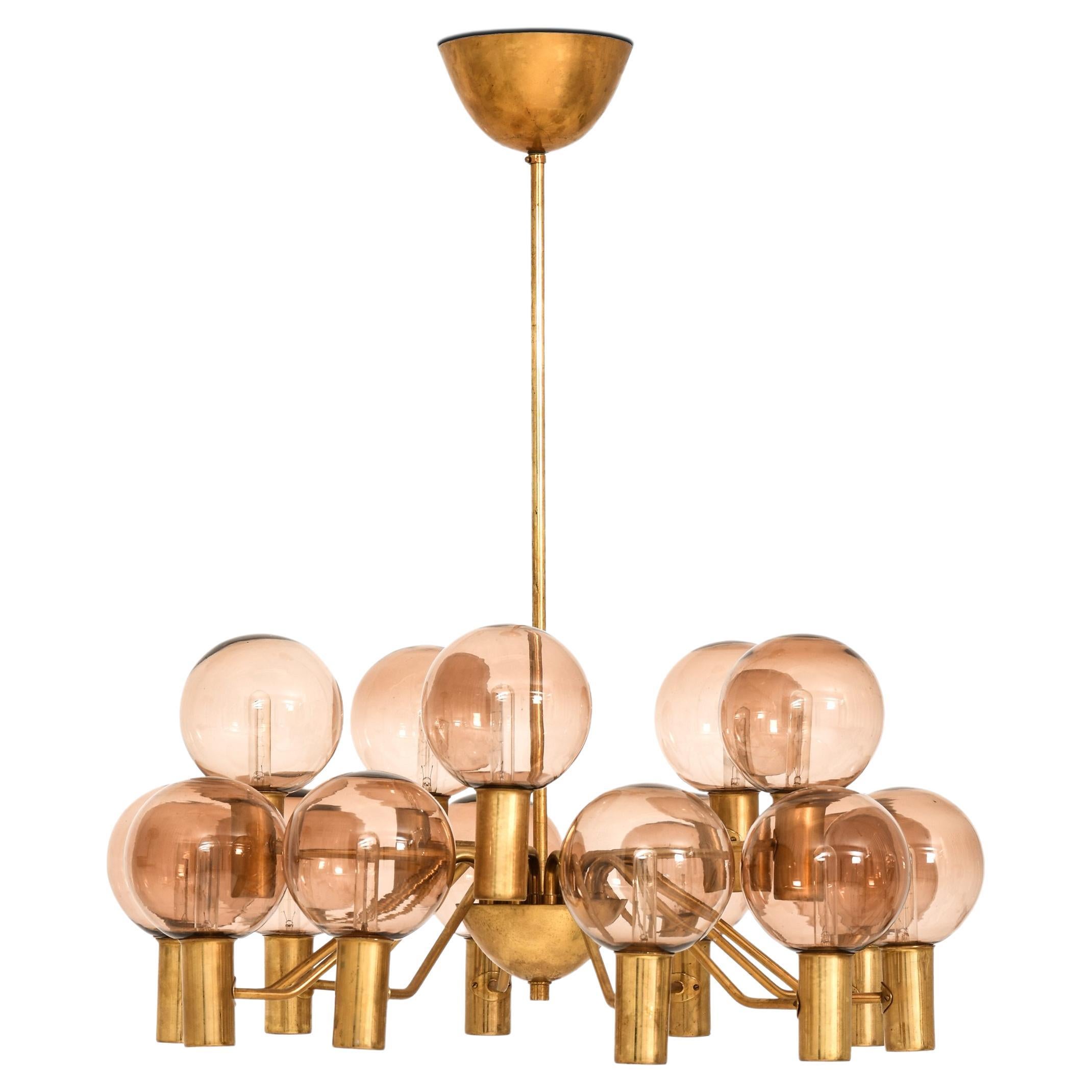 Ceiling Lamp in Brass and Glass by Hans-Agne Jakobsson, 1950's in vendita
