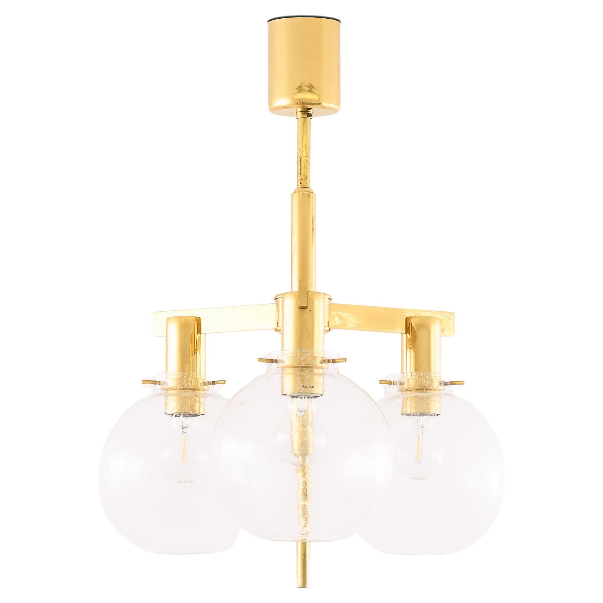 Lampada da soffitto in ottone e vetro di Hans-Agne Jakobsson, anni '1950 in vendita
