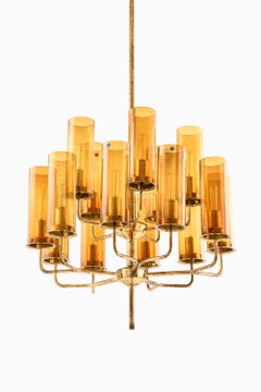 Ceiling Lamp in Brass and Glass by Hans-Agne Jakobsson, 1960s