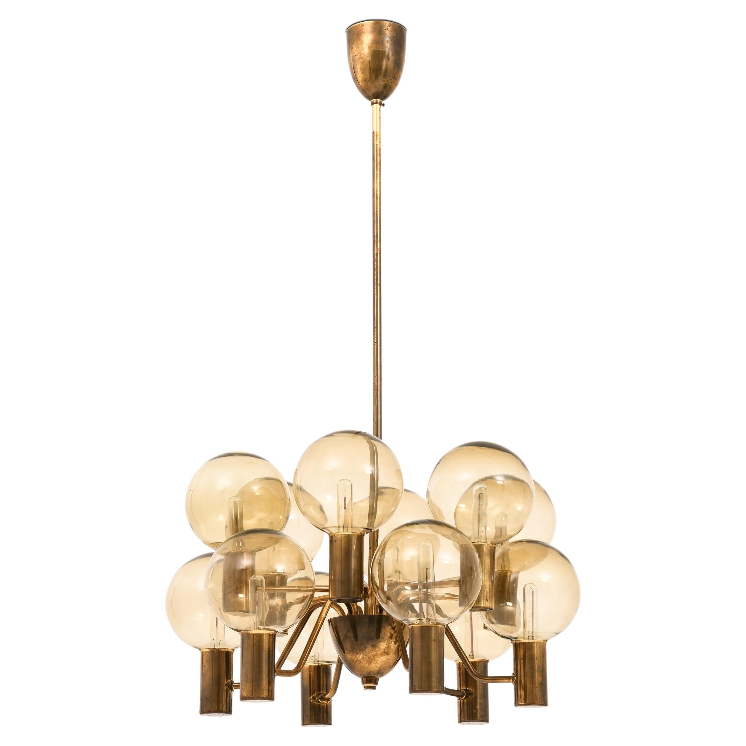 Ceiling Lamp in Brass and Glass by Hans-Agne Jakobsson, 1960's