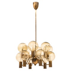 Lampada da soffitto in ottone e vetro di Hans-Agne Jakobsson, anni '60