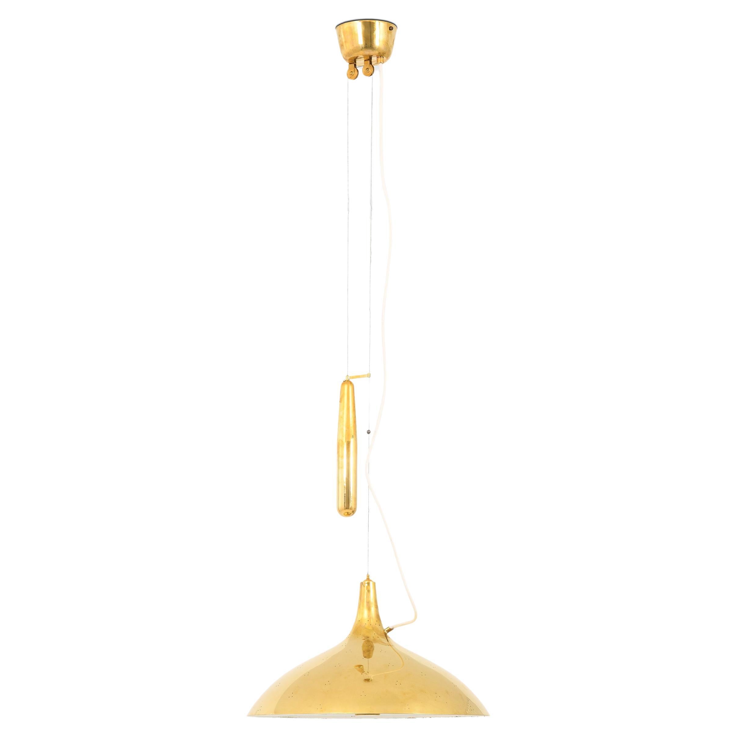 Ceiling Lamp in Brass and Glass by Paavo Tynell, 1950's