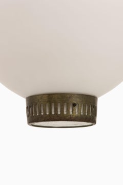 Ceiling Lamp in Brass and Opaline Glass by Bent Karlby, 1950's