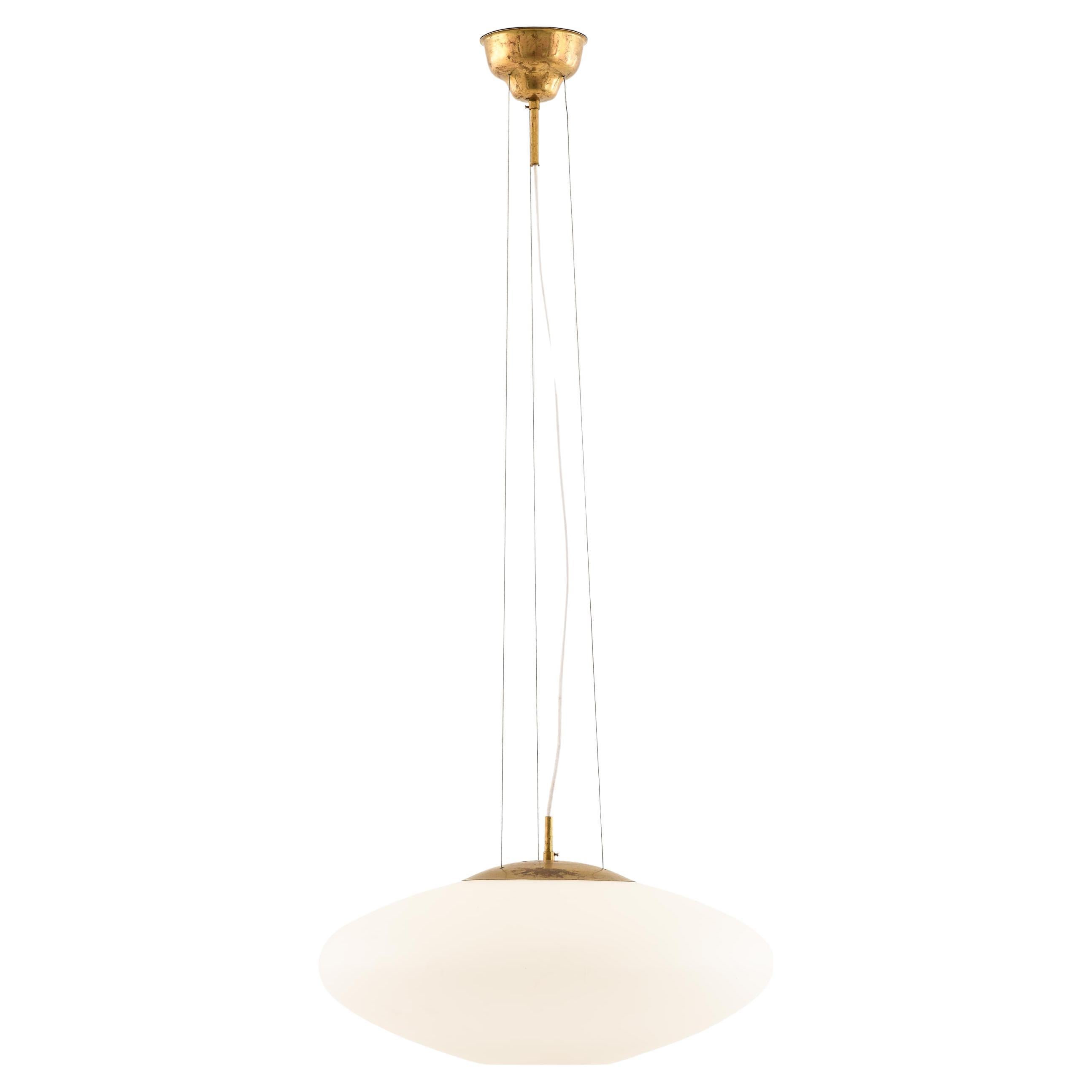 Ceiling Lamp in Brass and Opaline Glass by Hans Bergström, 1950s