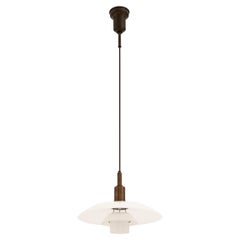 Vintage Ceiling Lamp in Brass and Opaline Glass by Poul Henningsen, 1930's