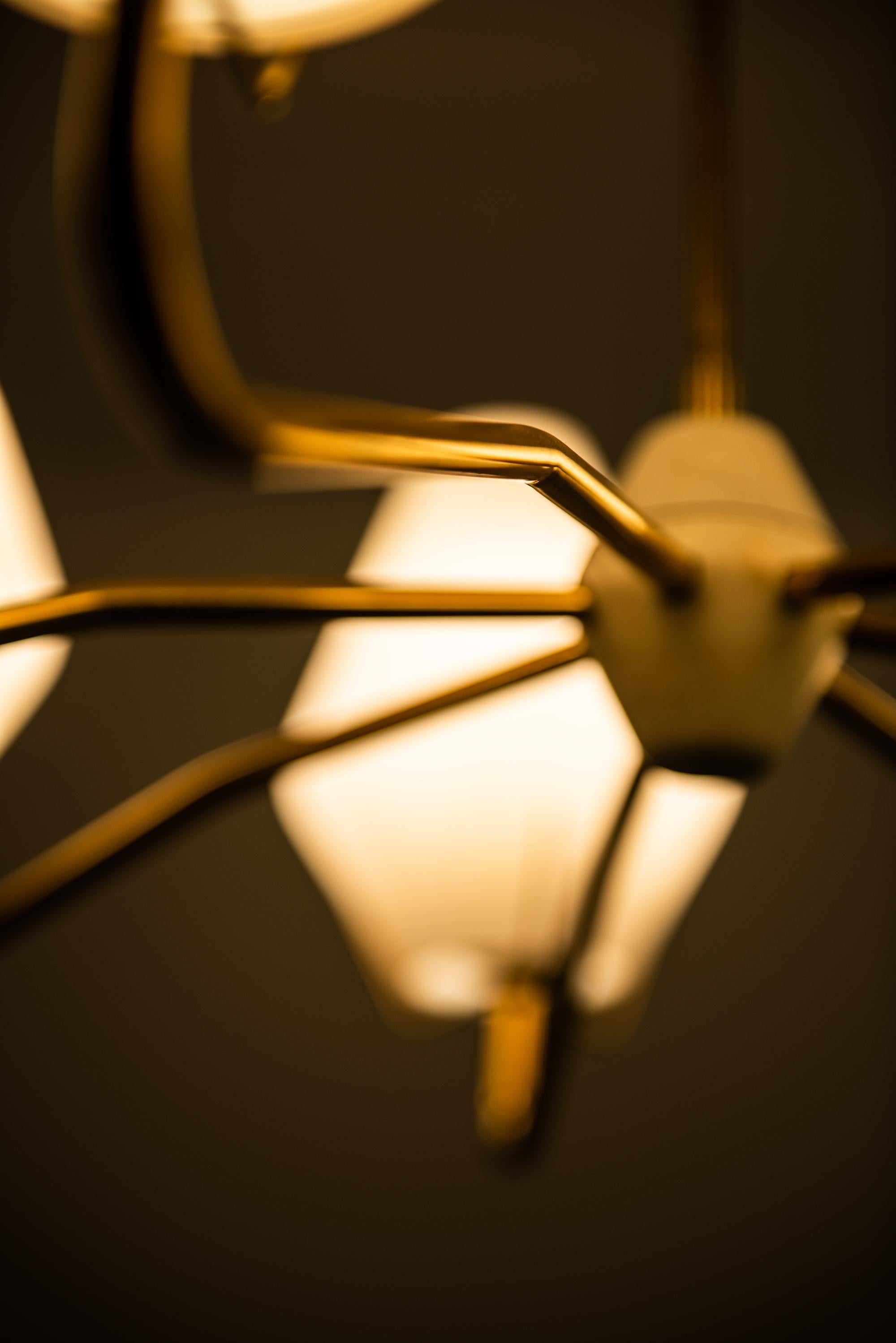 Ceiling Lamp in Brass and Opaline Glass Produced by ASEA in Sweden For Sale 2