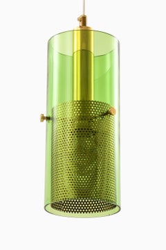 Plafonnier en laiton et verre original par Hans-Agne Jakobsson, années 1950