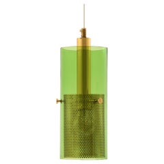 Lampada da soffitto in ottone e vetro originale di Hans-Agne Jakobsson, anni '50
