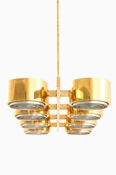 Deckenleuchte aus Messing und Kunststoff von Hans-Agne Jakobsson, 1950er Jahre