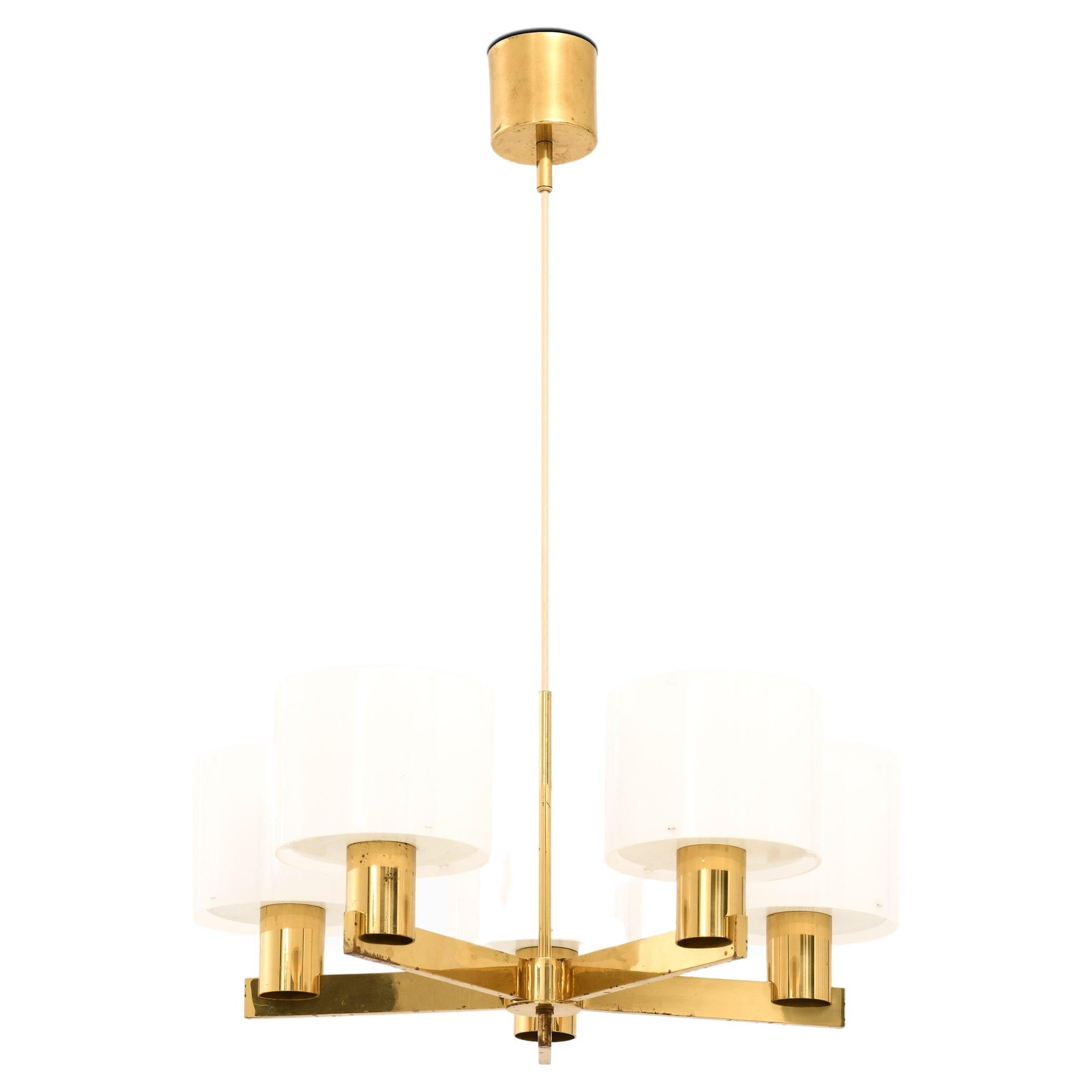 Lampada da soffitto in ottone e plexiglass di Hans-Agne Jakobsson, anni '60