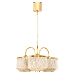 Ceiling Lamp in Brass and Silk by Hans-Agne Jakobsson