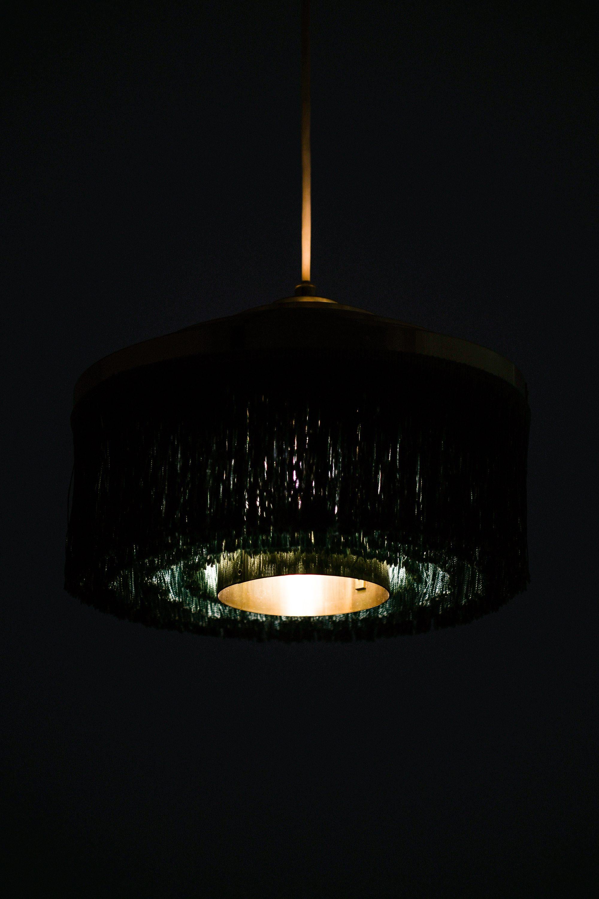 Mid-Century Modern Ceiling Lamp in Brass and Silk Fringes by Hans-Agne Jakobsson, 1950's For Sale