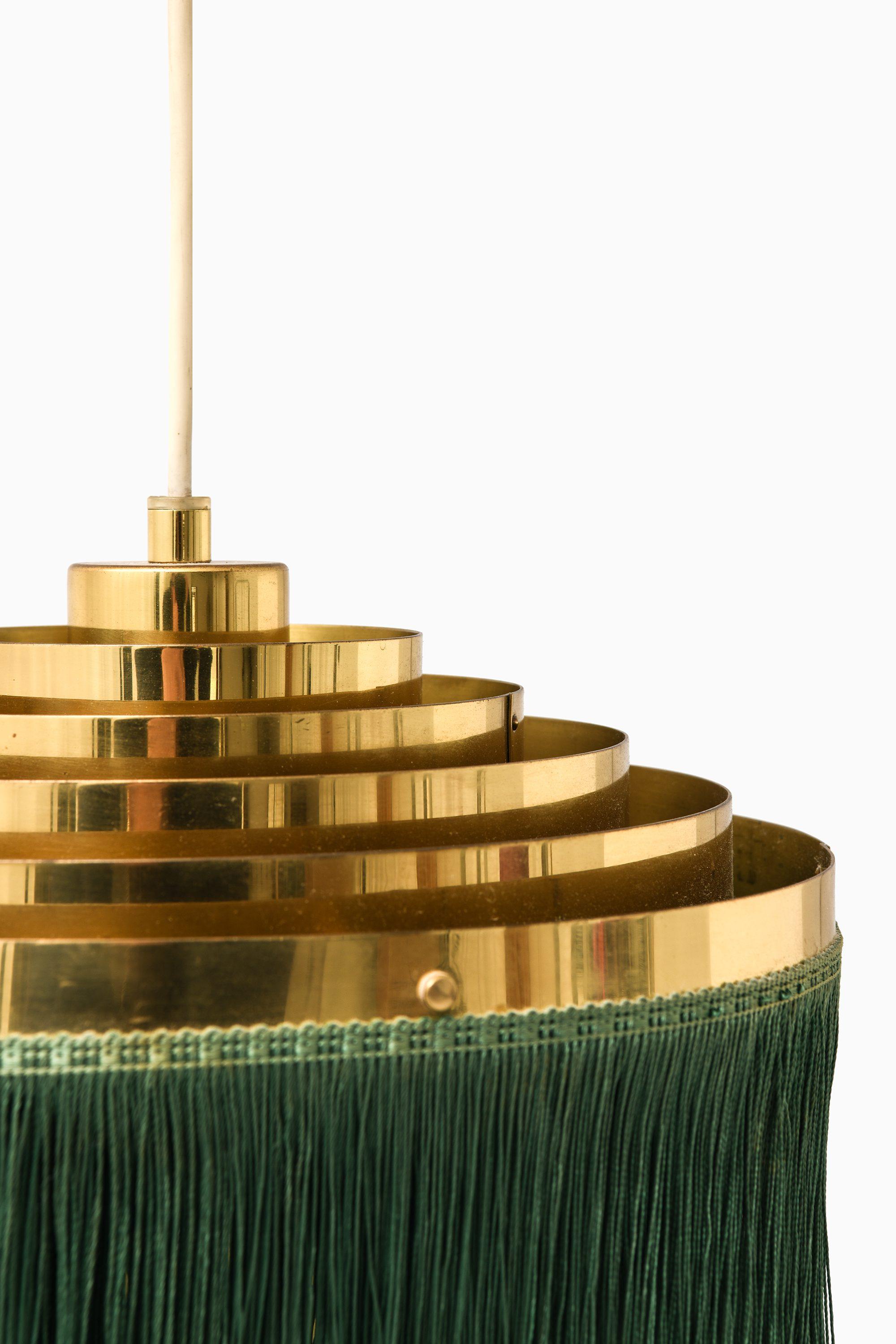 Swedish Ceiling Lamp in Brass and Silk Fringes by Hans-Agne Jakobsson, 1950's For Sale