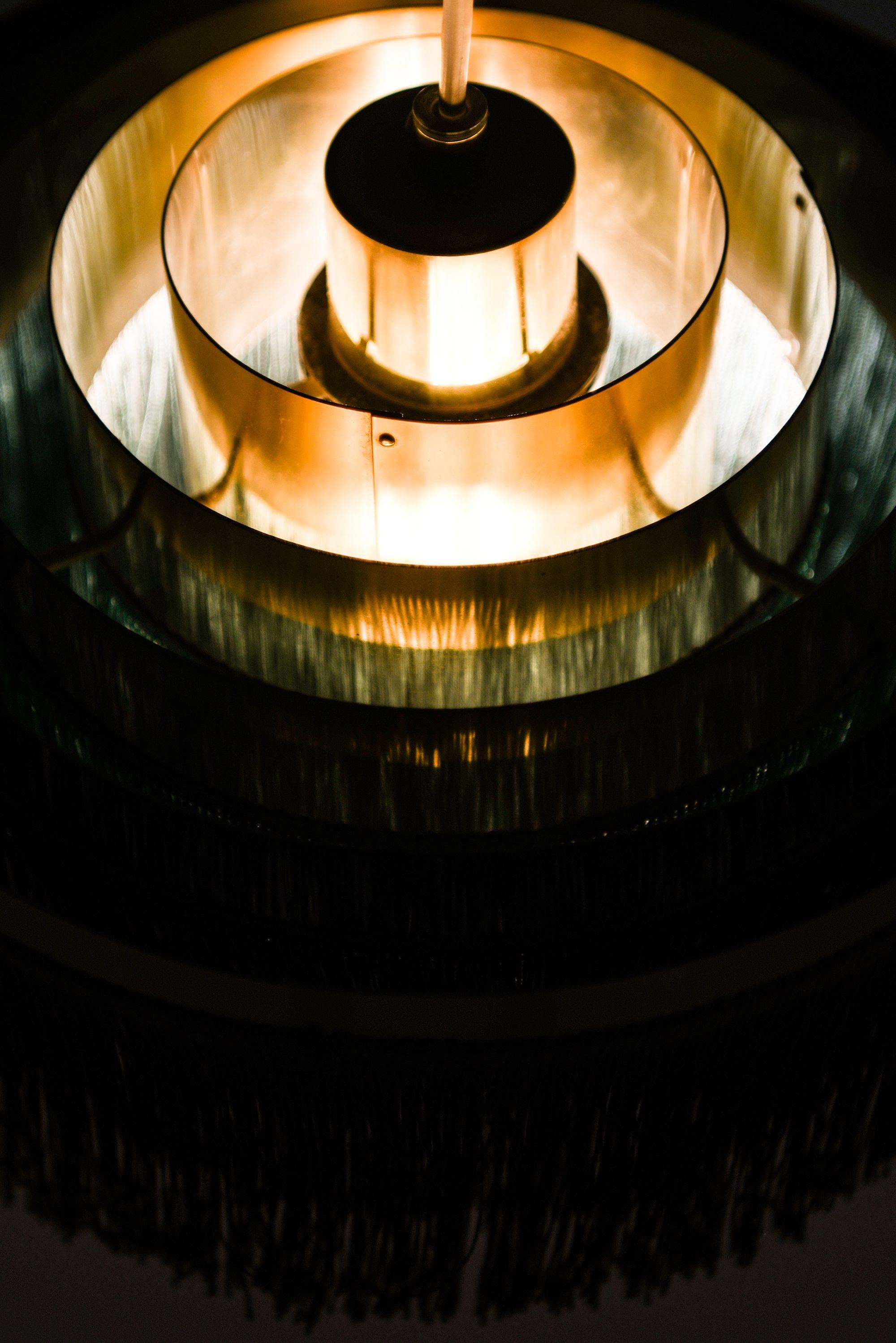 20th Century Ceiling Lamp in Brass and Silk Fringes by Hans-Agne Jakobsson, 1950's For Sale