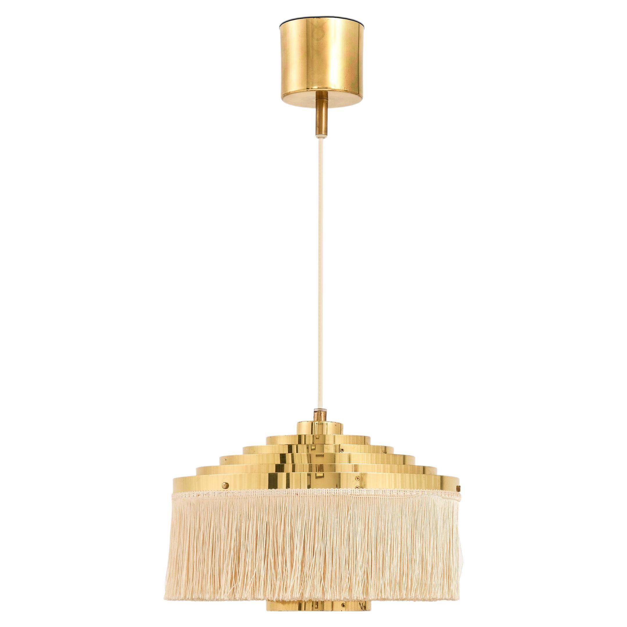 Ceiling Lamp in Brass and Silk Fringes by Hans-Agne Jakobsson, 1950's