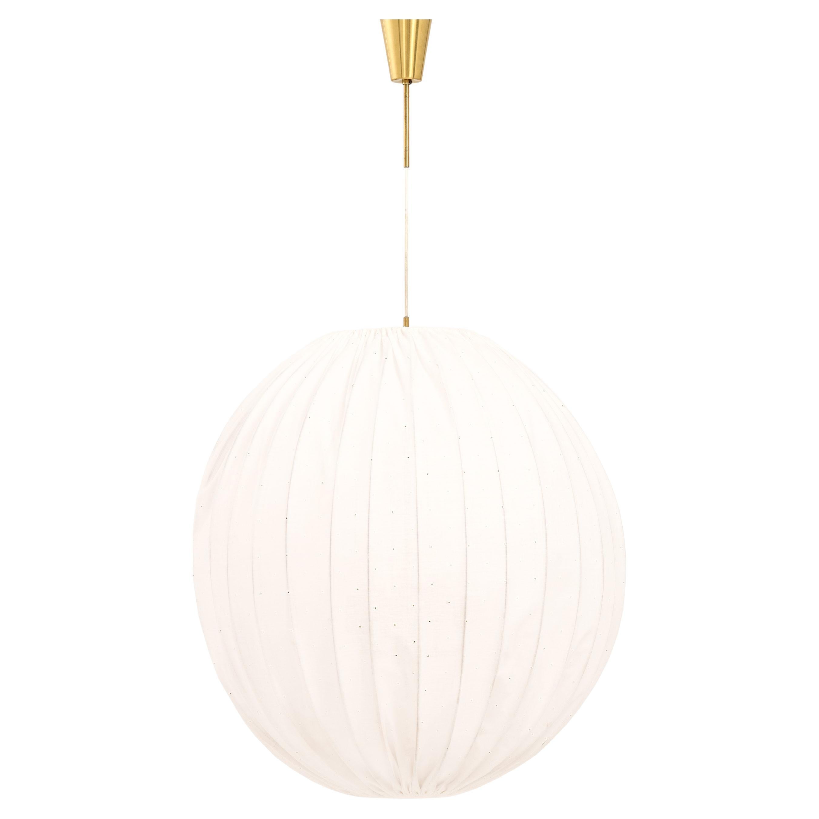 Ceiling Lamp in Brass and White Fabric by Hans-Agne Jakobsson, 1960's