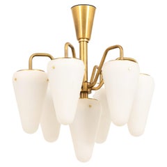 Ceiling Lamp in Brass and White Opal Glass by Hans-Agne Jakobsson, 1950's