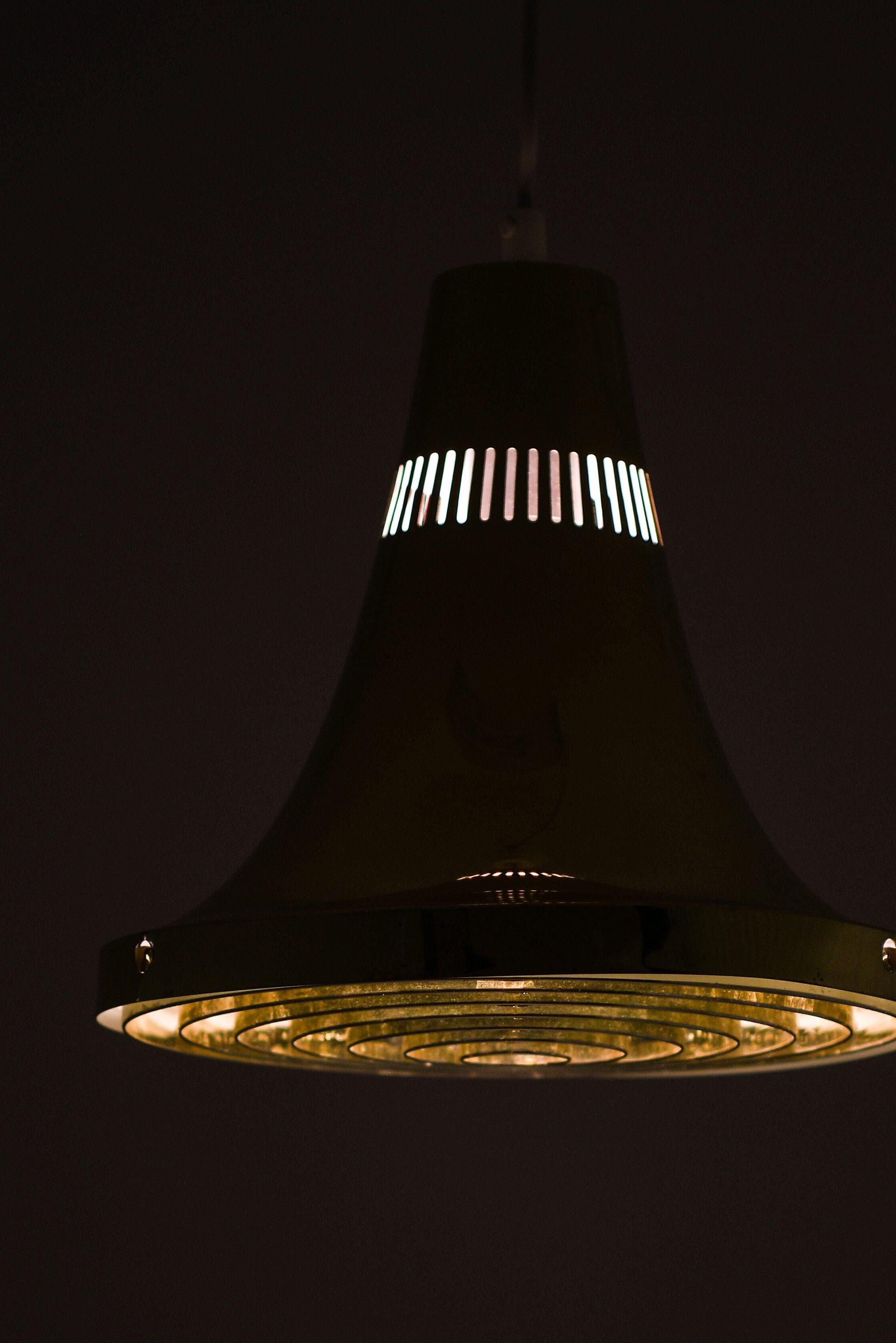 Scandinavian Modern Ceiling Lamp in Brass by Hans-Agne Jakobsson, 1960's For Sale