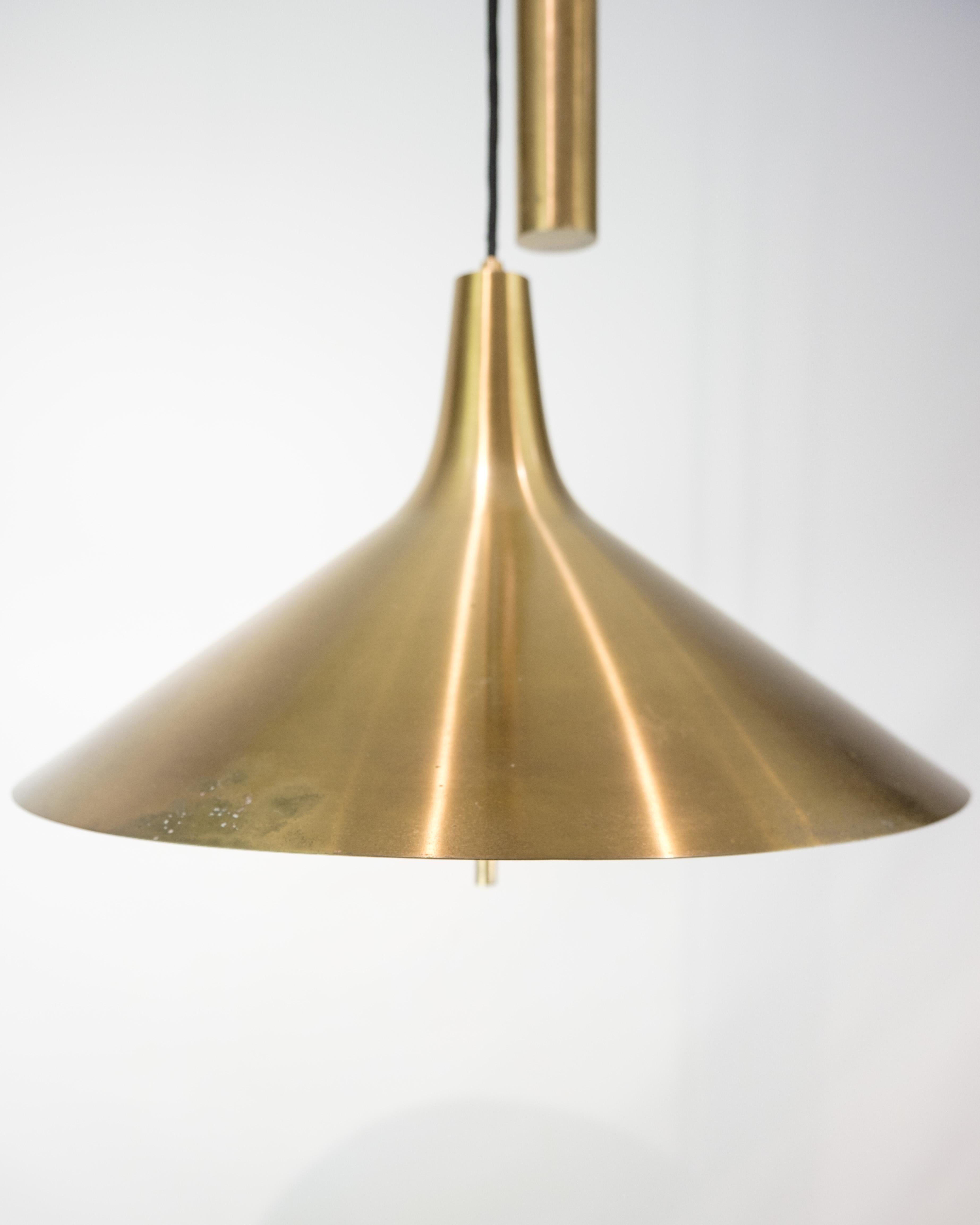 Mid-Century Modern Ceiling lamp In Brass With a Counterweight Pendant, Made by Lyfa From 1960s For Sale