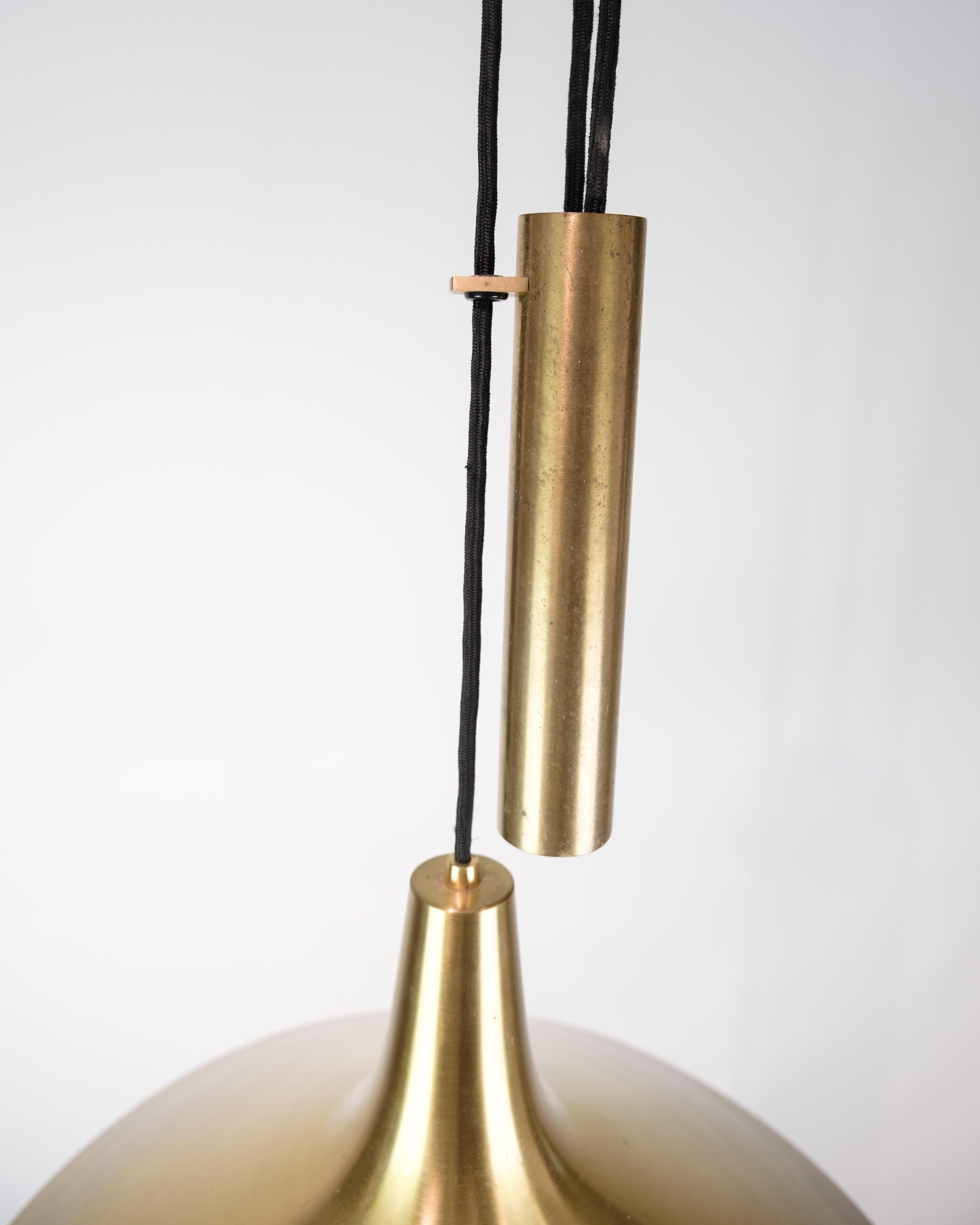 Ceiling lamp In Brass With a Counterweight Pendant, Made by Lyfa From 1960s For Sale 1