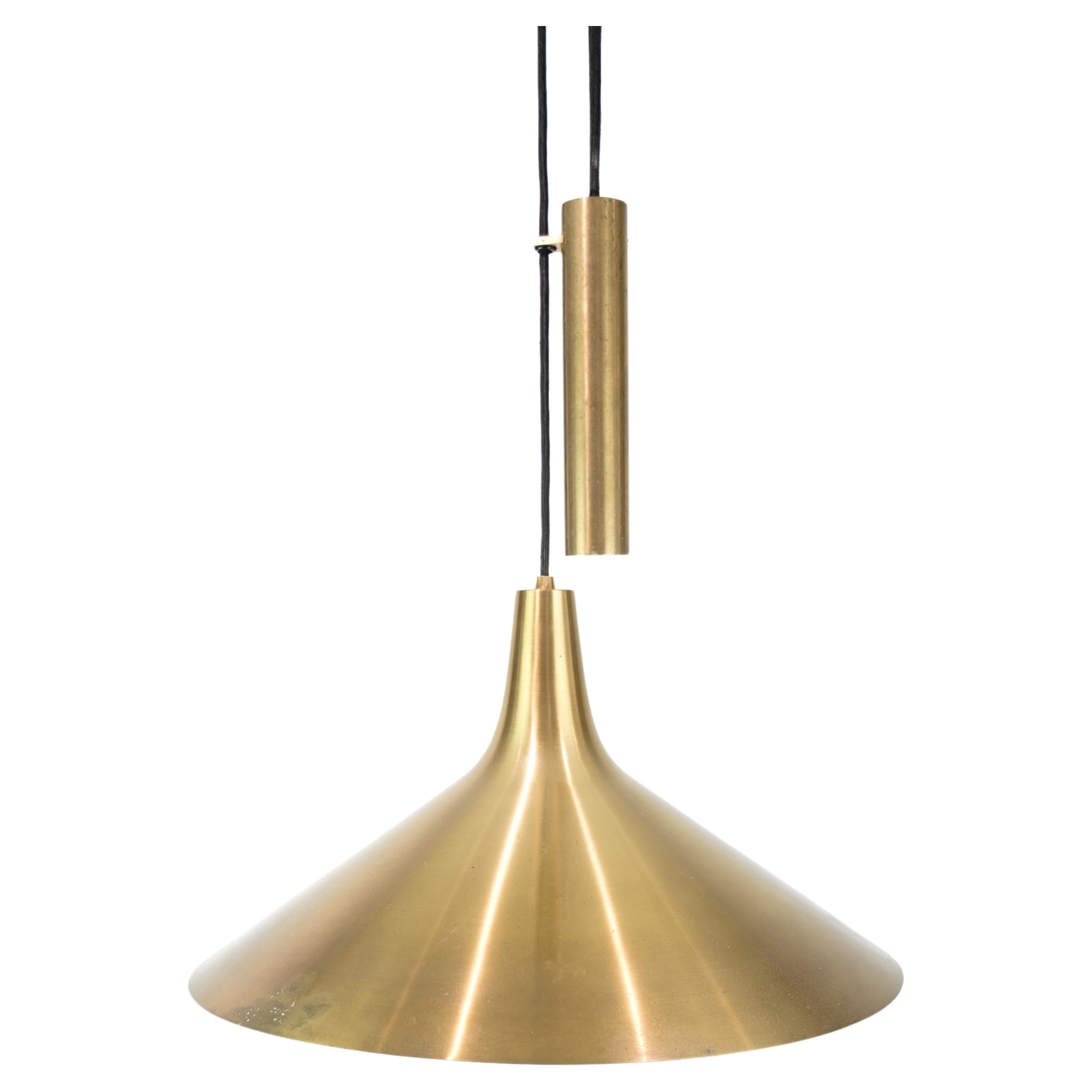 Ceiling lamp In Brass With a Counterweight Pendant, Made by Lyfa From 1960s For Sale