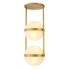 Ceiling Lamp In Brass With White Glass Globes