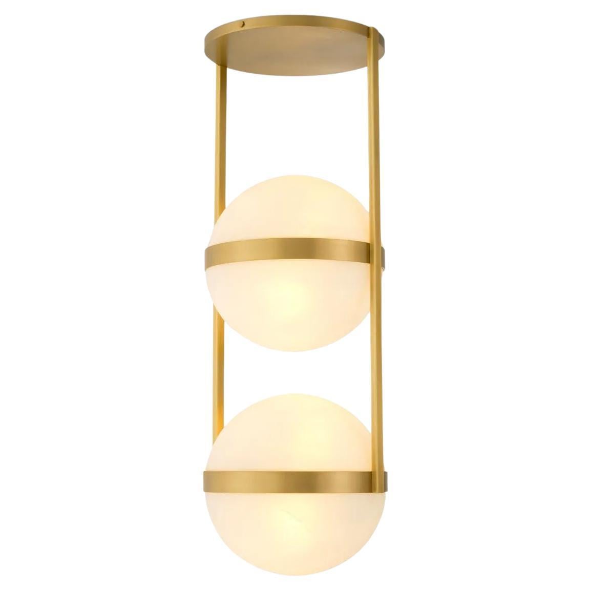 Ceiling Lamp In Brass With White Glass Globes For Sale