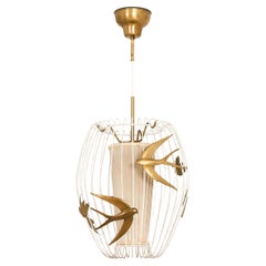 Ceiling Lamp in Cage-shaped Frame in Lacquered Metal by Hans Bergström, 1940's