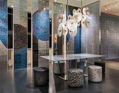 Ceiling Lamp  in Champagne Finish Brass Decorative Glass