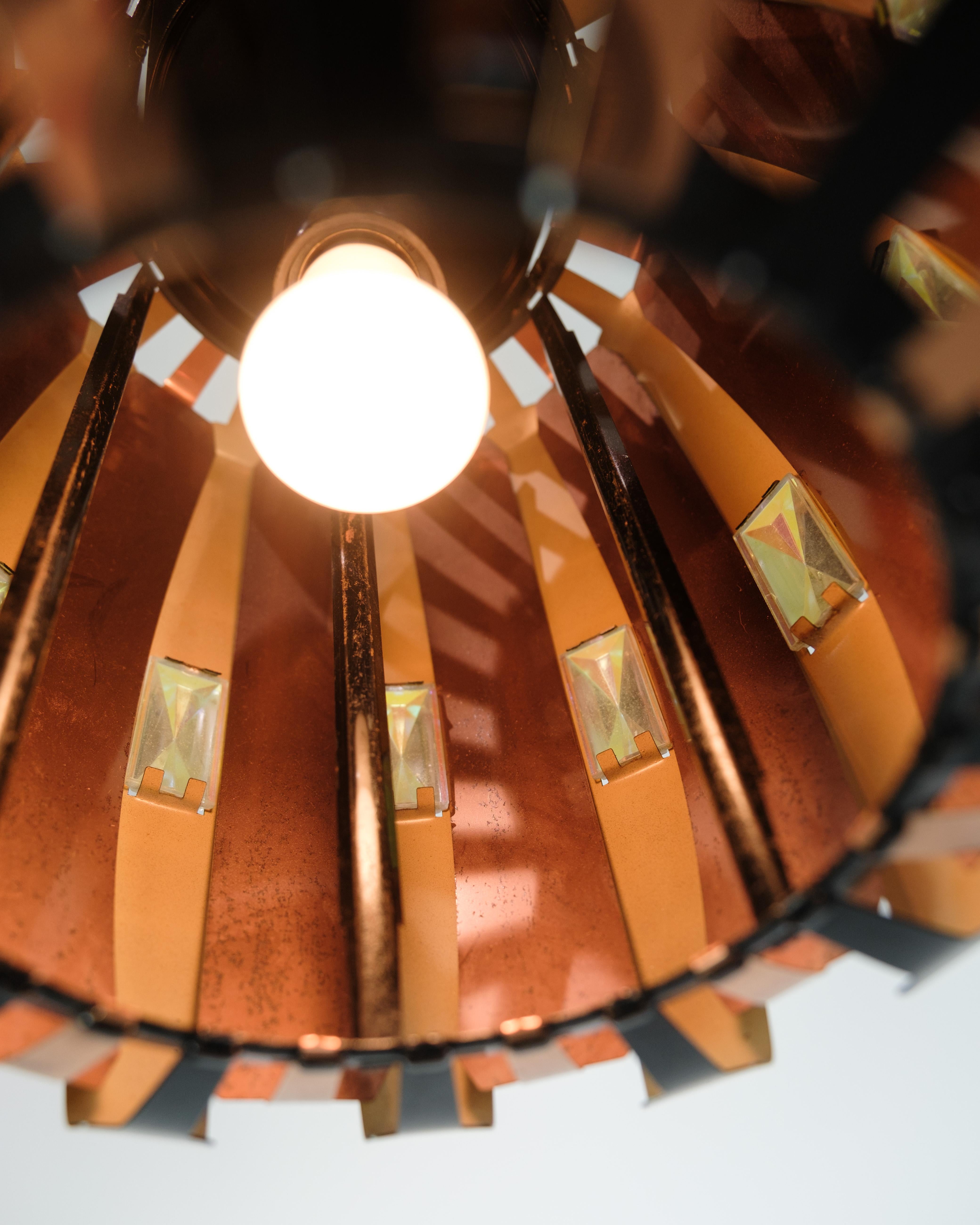Mid-Century Modern Ceiling lamp In Copper Designed By Verner Schou, By Coronell Elektro From 1970s For Sale
