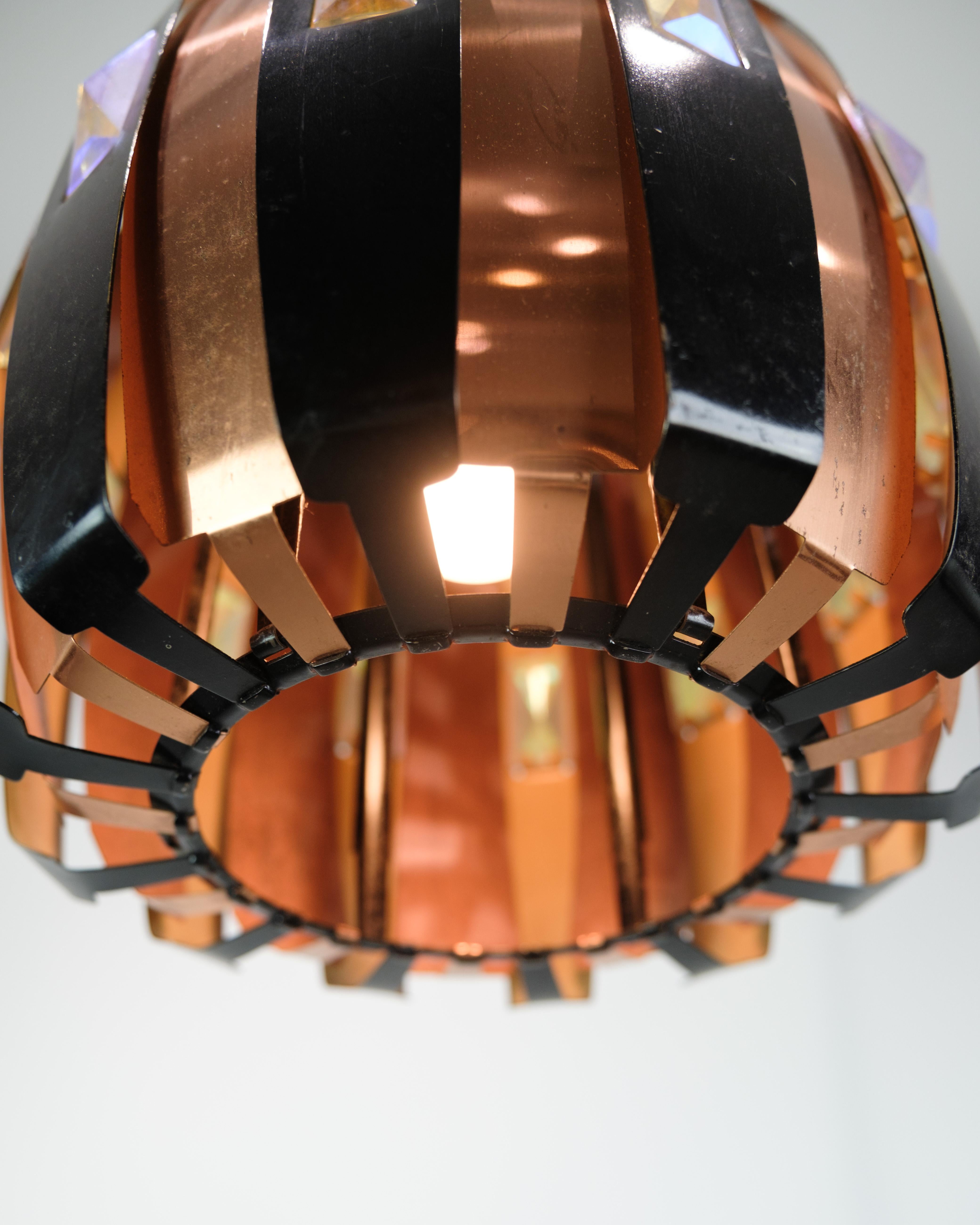 Danish Ceiling lamp In Copper Designed By Verner Schou, By Coronell Elektro From 1970s For Sale