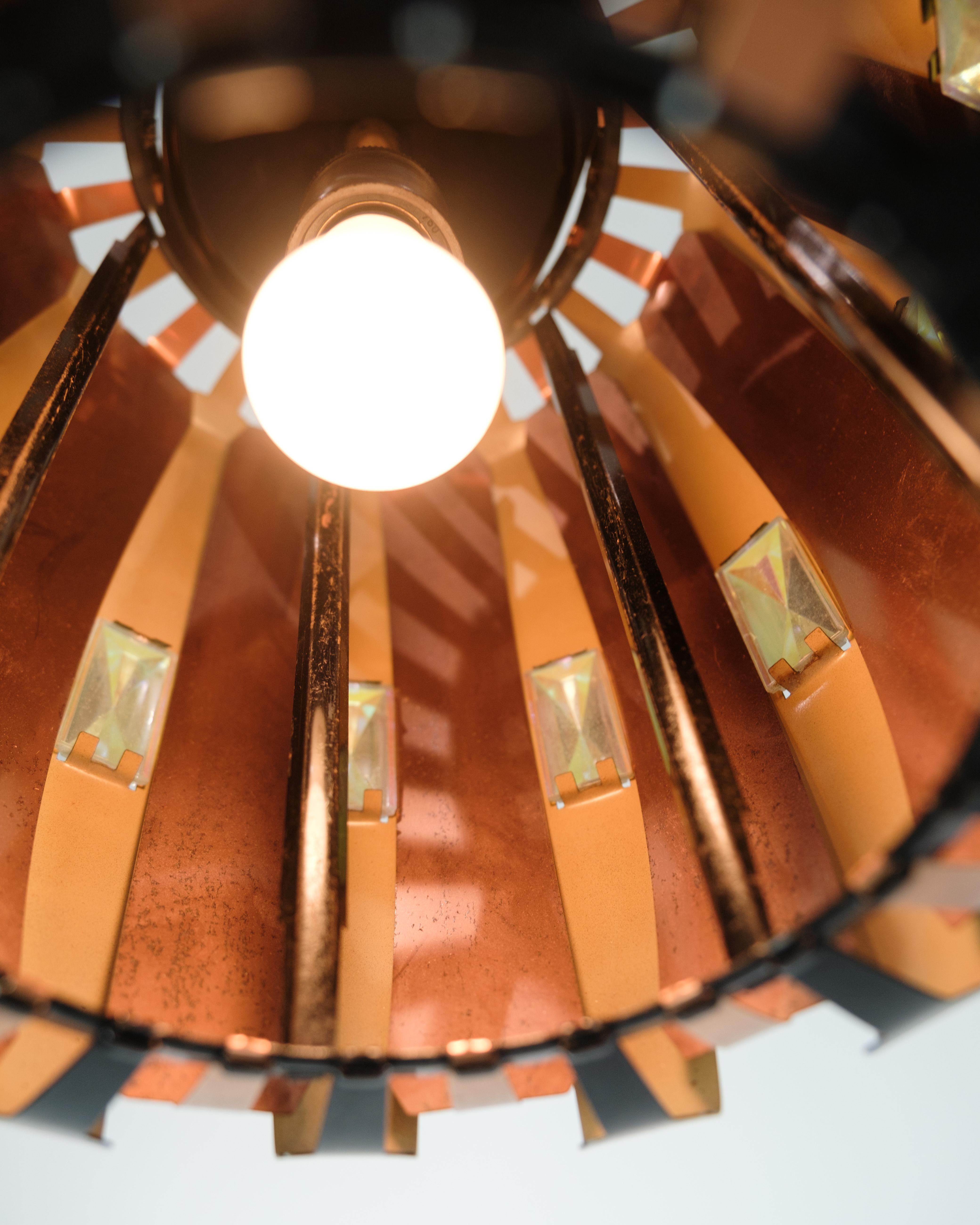 Ceiling lamp In Copper Designed By Verner Schou, By Coronell Elektro From 1970s In Good Condition For Sale In Lejre, DK