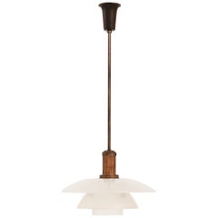 Ceiling Lamp in Copper-Plated Brass and Frosted Glass by Poul Henningsen, 1930's