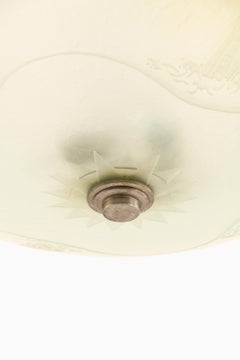 Deckenleuchte aus Glas und Stahl, 1940er Jahre