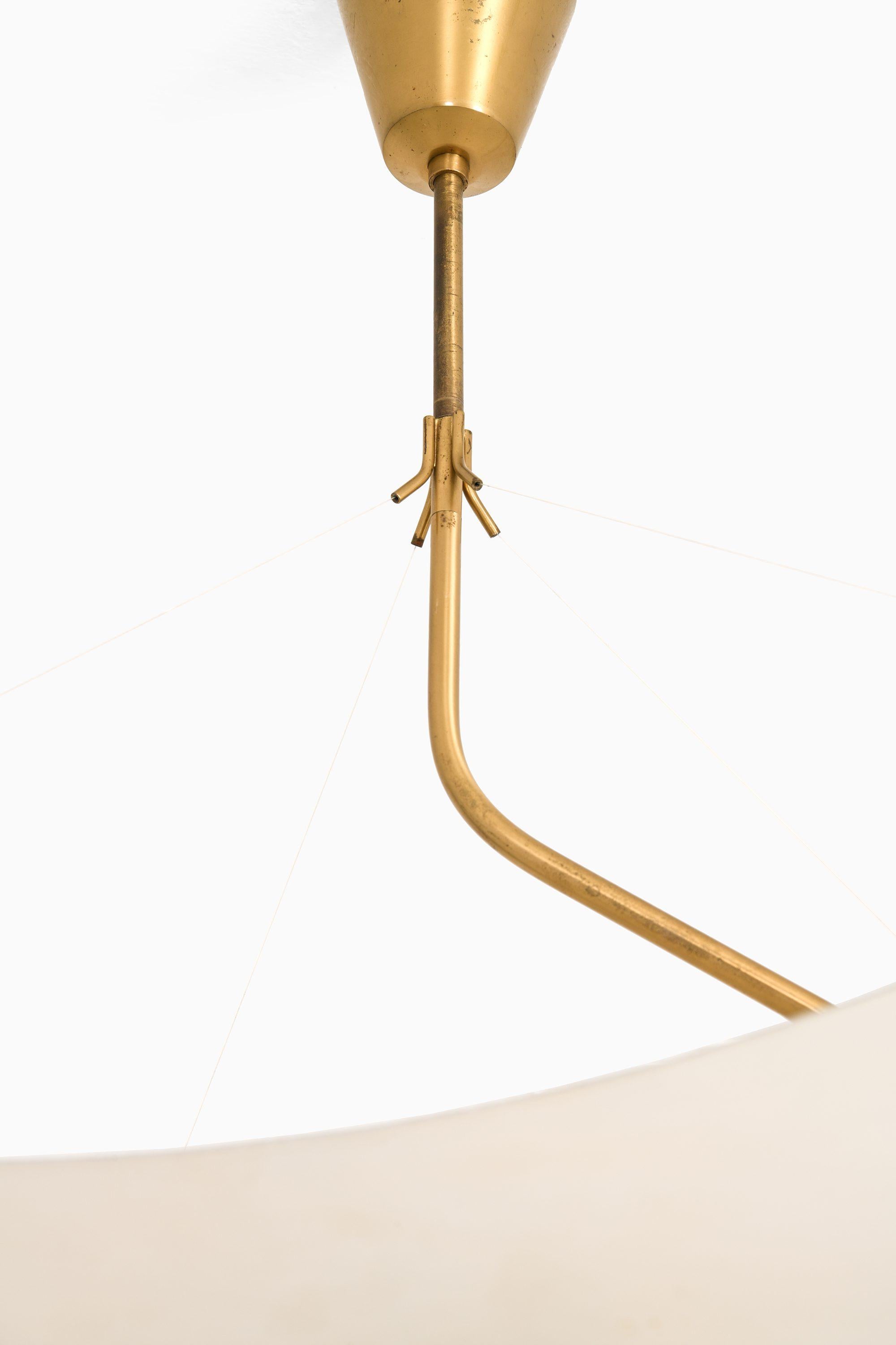 20th Century Ceiling Lamp in Lacquered Metal, Nylon Threads and Brass by Angelo Lelii, 1950's For Sale