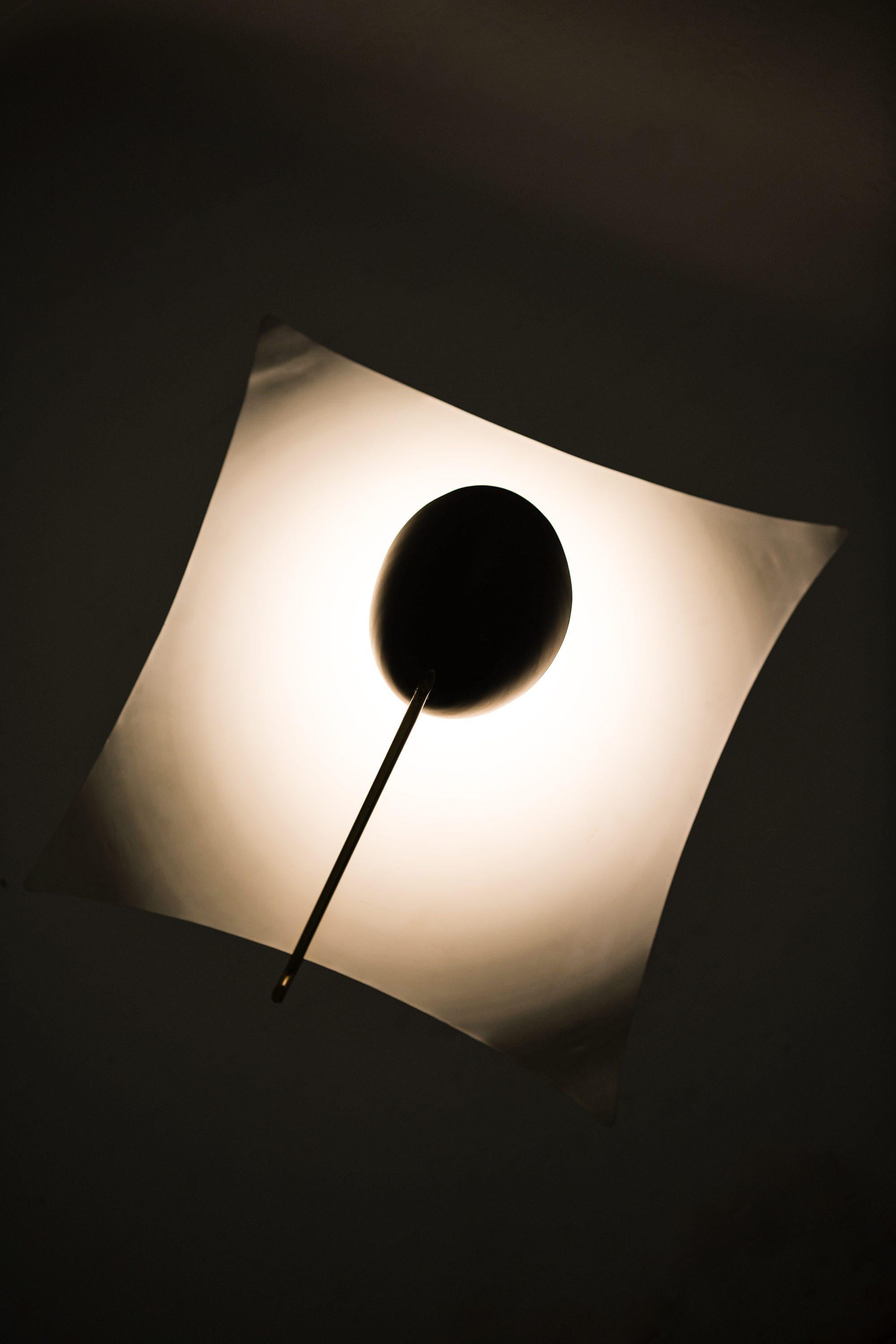 Ceiling Lamp in Lacquered Metal, Nylon Threads and Brass by Angelo Lelii, 1950's For Sale 3