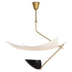 Ceiling Lamp in Lacquered Metal, Nylon Threads and Brass by Angelo Lelii, 1950's
