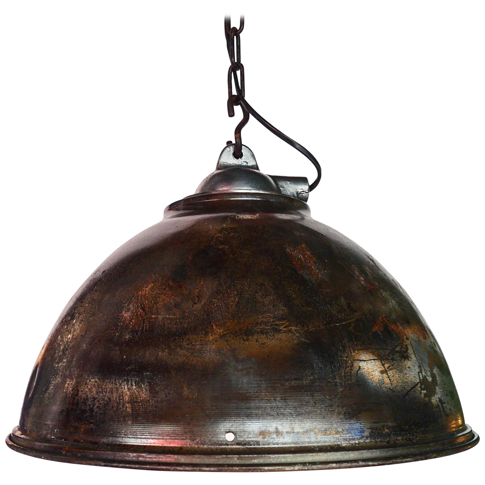 Ceiling Lamp in Steel, Natural Patina, France, circa 1950-1959 For Sale
