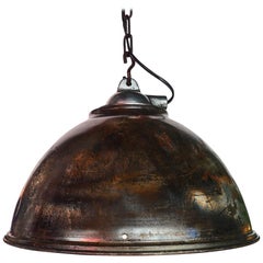 Ceiling Lamp in Steel, Natural Patina, France, circa 1950-1959