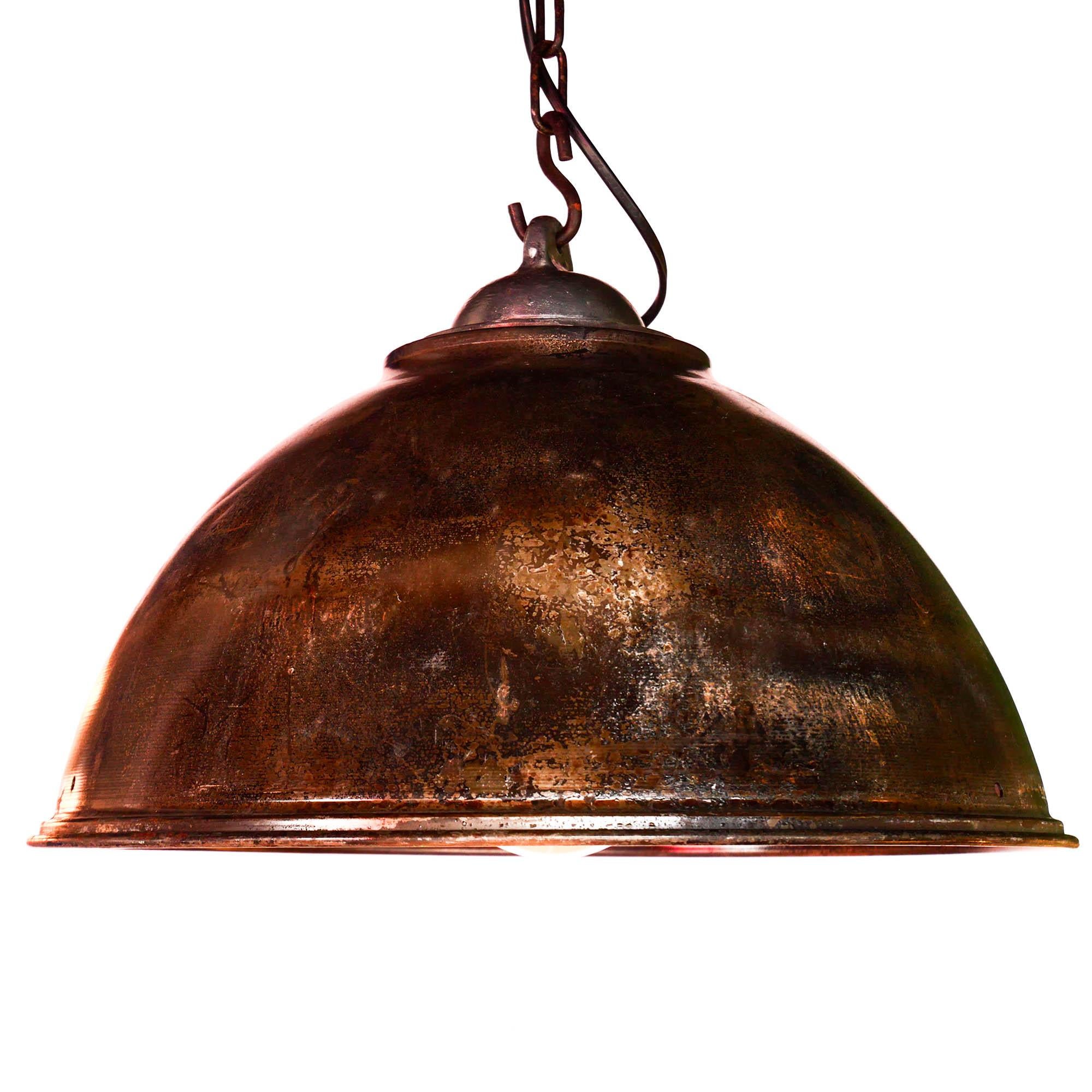 Polished Ceiling Lamp in Steel, Natural Patina, France, circa 1950-1959 For Sale