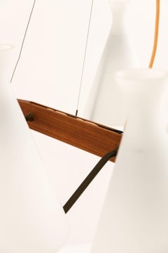 Deckenleuchte aus Teak, Messing und Opalglas von Svend Aage Holm Sørensen, 1950er Jahre