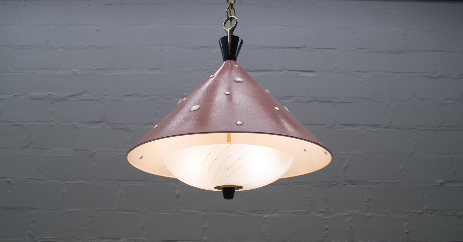 Ceiling Lamp in the Manner Arredoluce / Angelo Lelli, Italy, 1950s In Good Condition In Nürnberg, Bayern