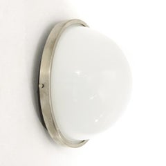 Ceiling Lamp in White Glass and Metal, 1970s