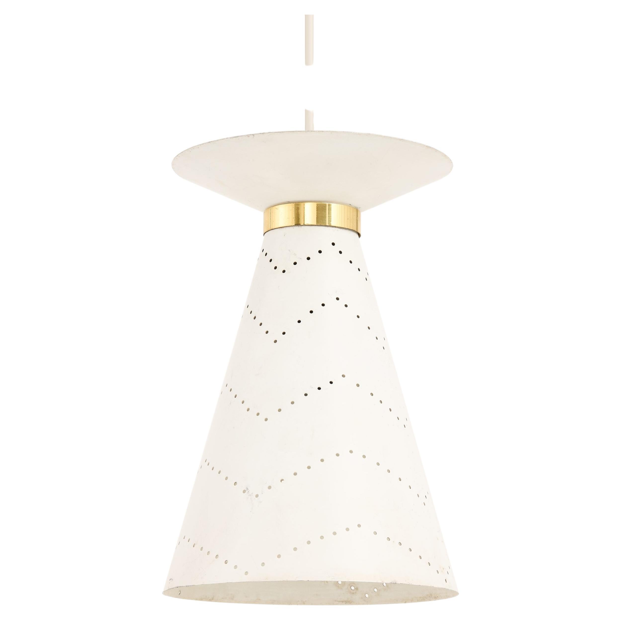 Ceiling Lamp in White Metal and Brass Attributed to Lisa Johansson-Pape, 1950’s For Sale