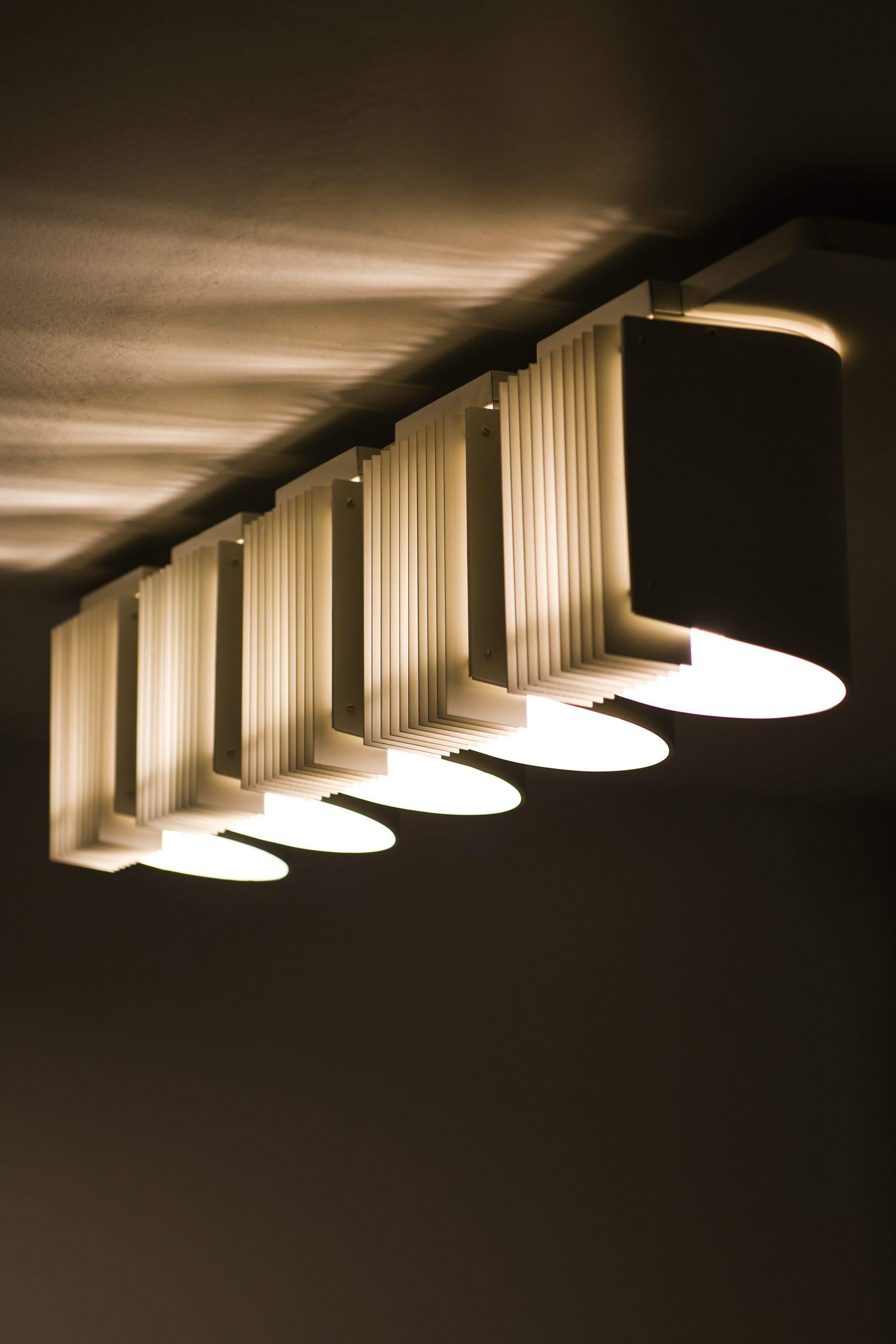 Scandinavian Modern Ceiling Lamp in White Painted Metal by Alvar Aalto, 1950's