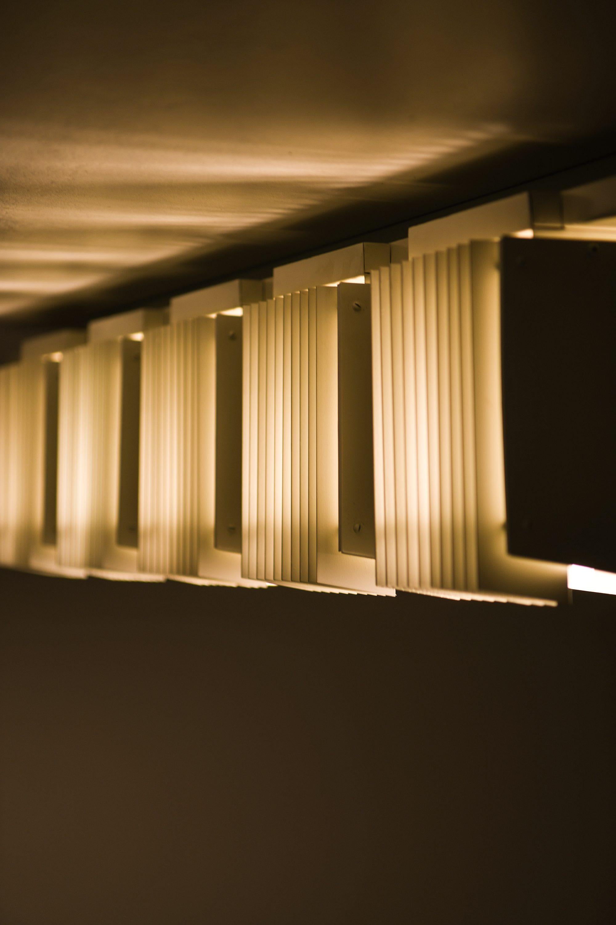 Finnish Ceiling Lamp in White Painted Metal by Alvar Aalto, 1950's