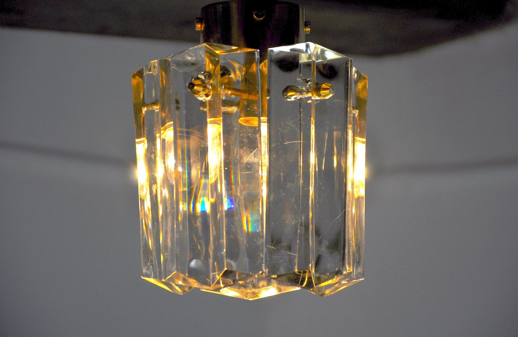 Glass Ceiling Lamp Kinkeldey Germany 1970 For Sale
